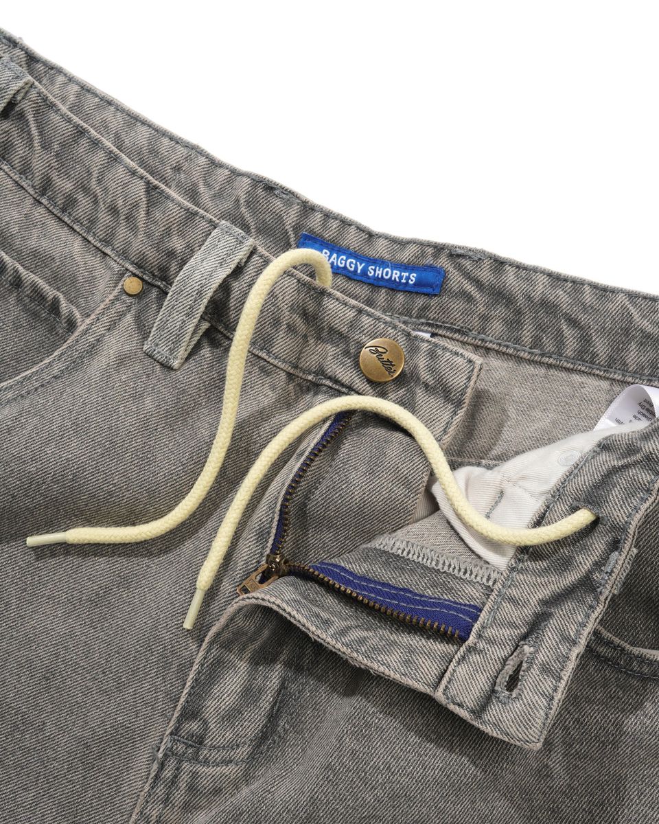 Baggy Denim Shorts - Grey Wash
