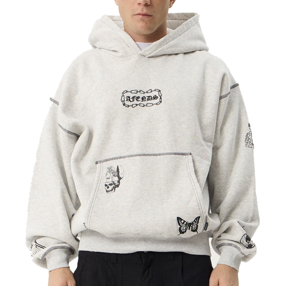 Spiritual Distressed Boxy Hood - Grey Marle