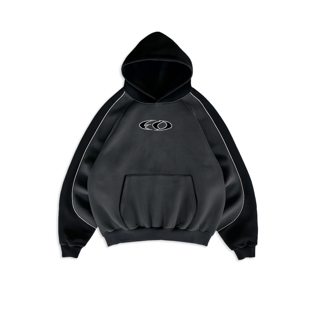 Friends Of 'FO' Panel Hoody - Charcoal / Black
