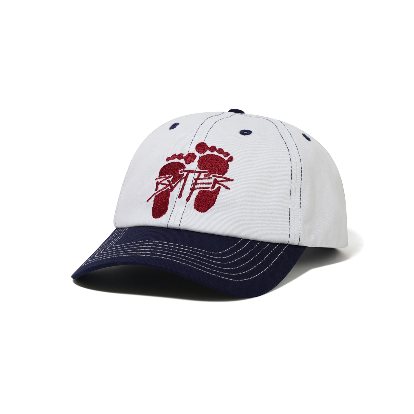 Footprints 6 Panel Cap - White