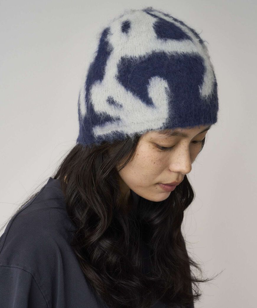 Mohair Burly Runningman Beanie - Midnight