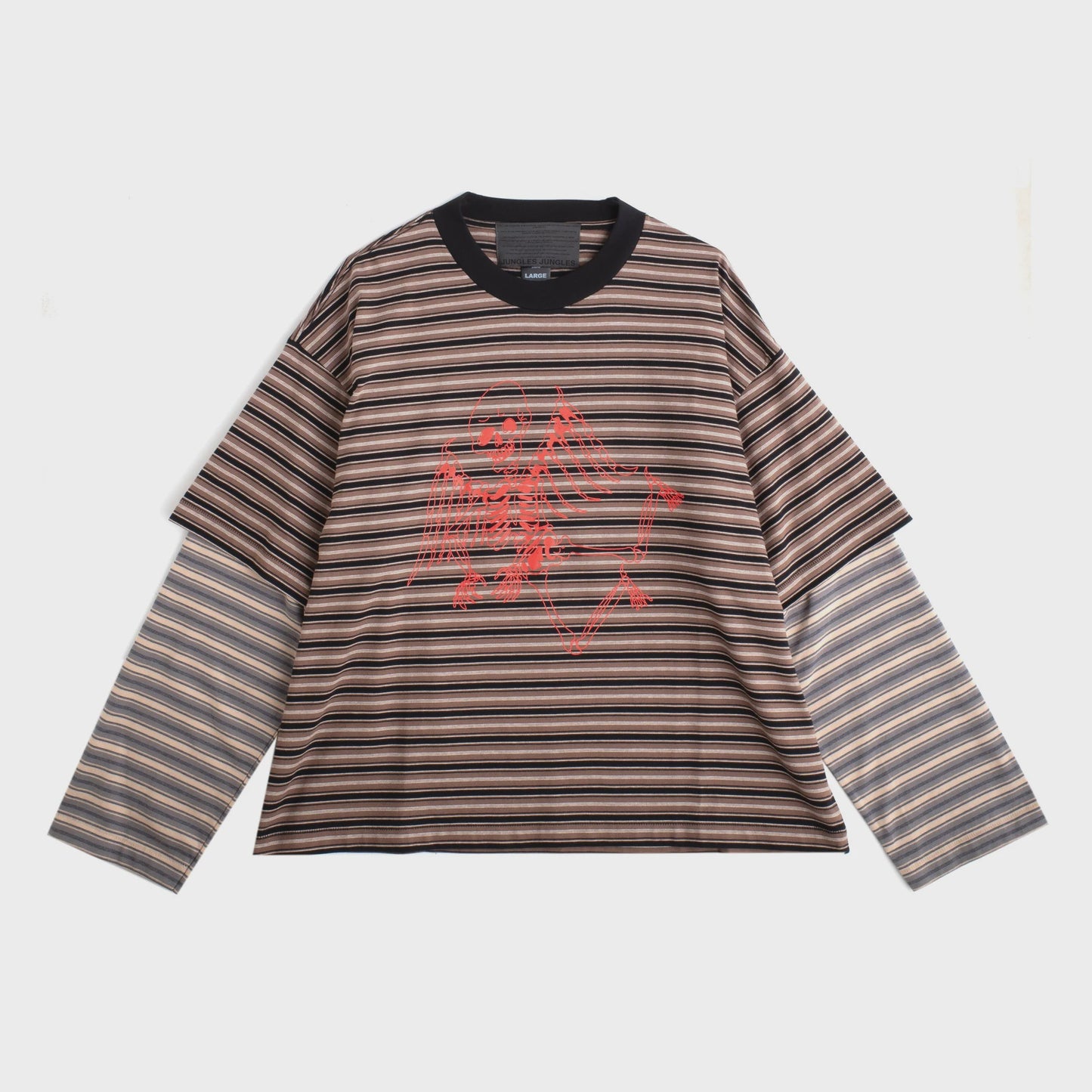 Skeleton Stripe Double Sleeve Tee