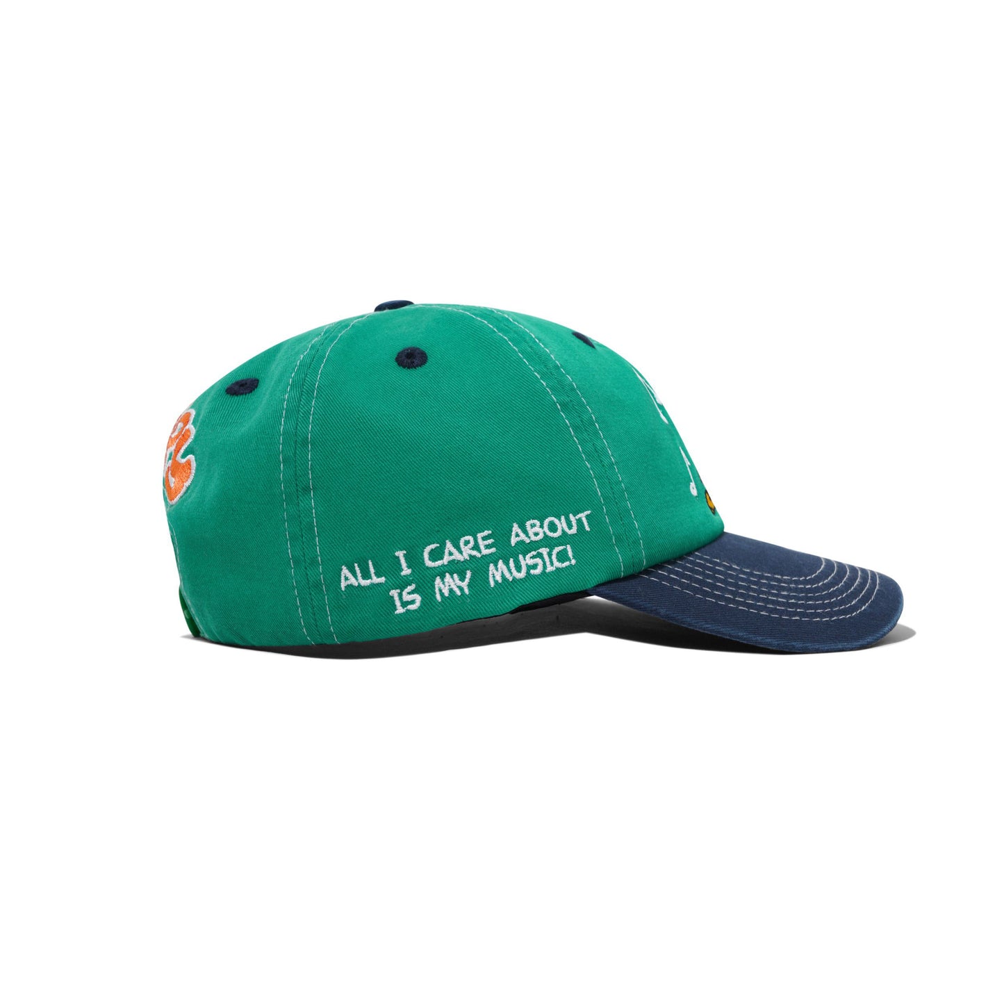 Music Snapback Cap - Washed Kelly Green/Navy