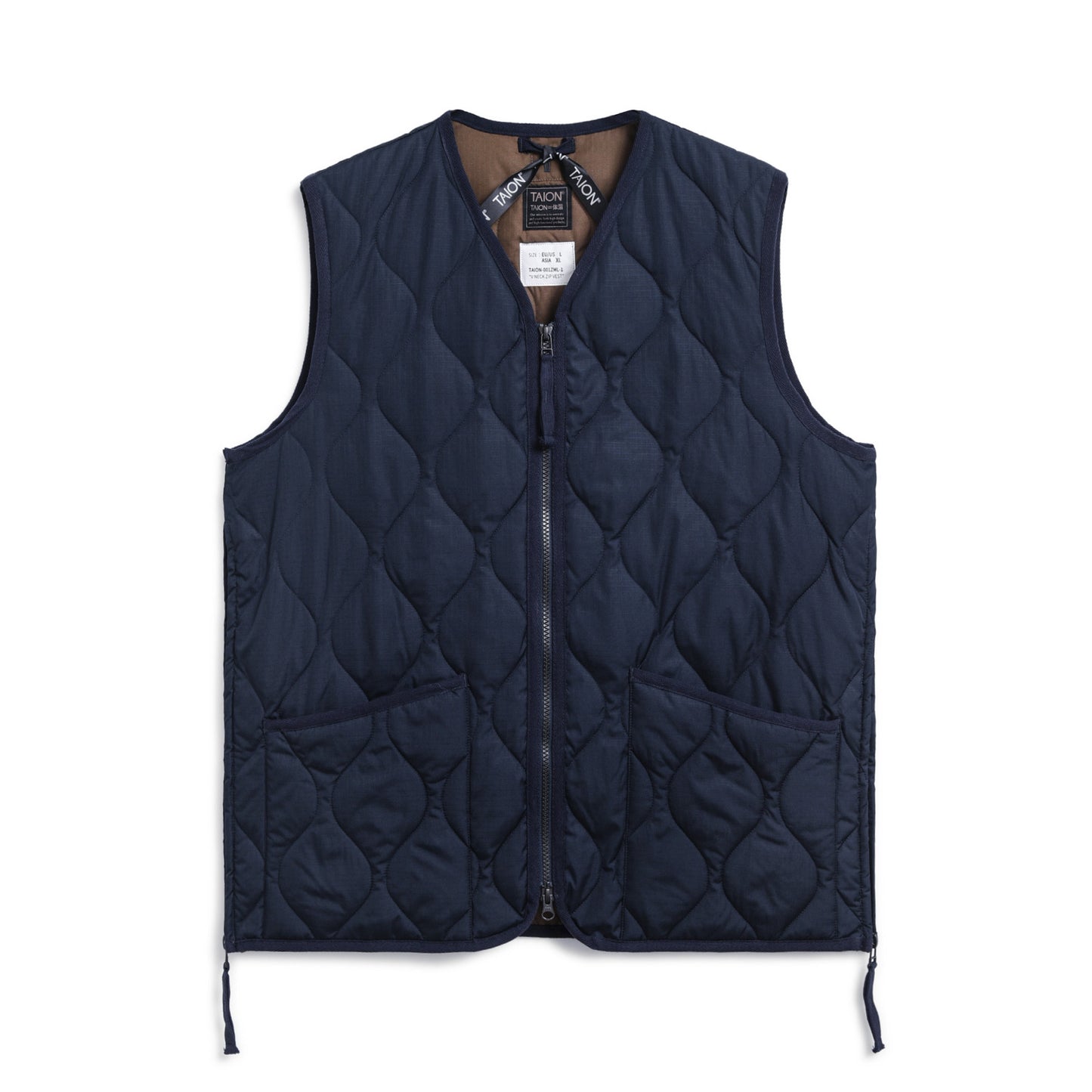 Military V-Neck Down Vest - Dark Navy