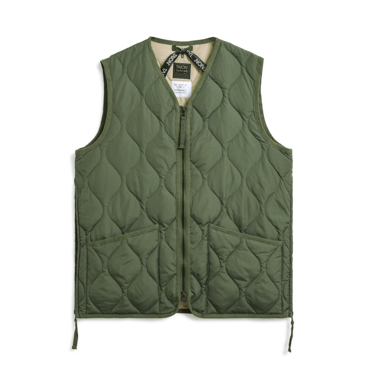 Military V-Neck Down Vest - Olive