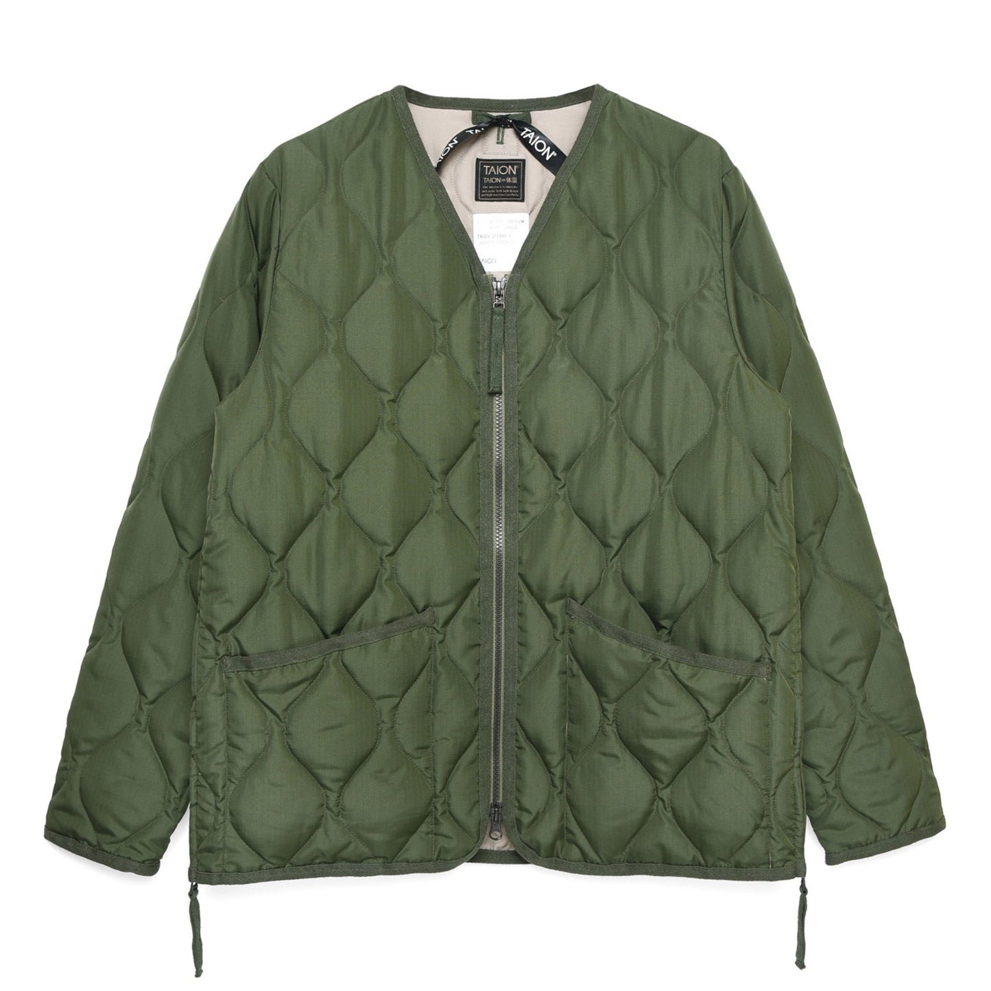Military V-Neck Down Jacket - Olive