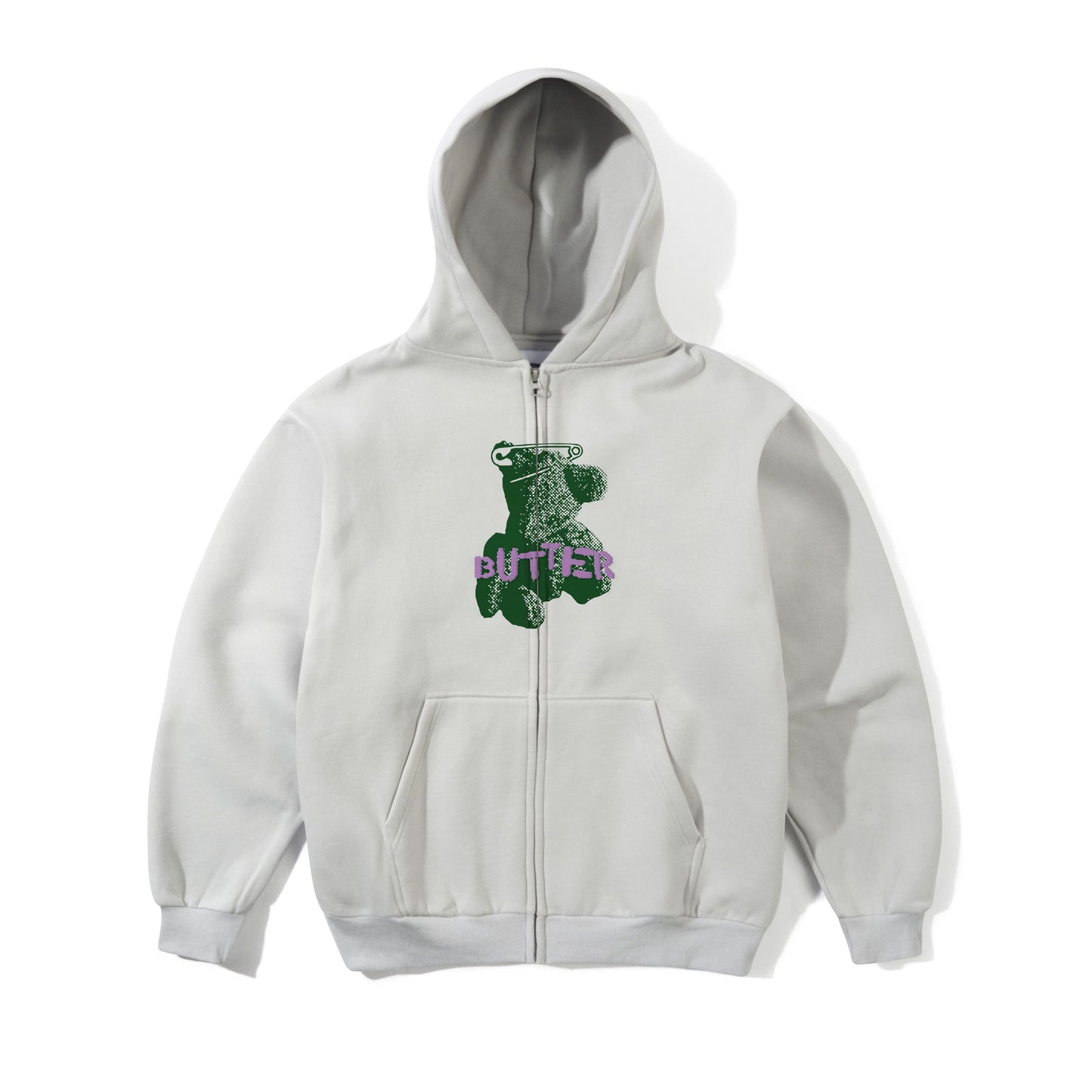 Teddy Bear Zip-Thru Hood - Cement