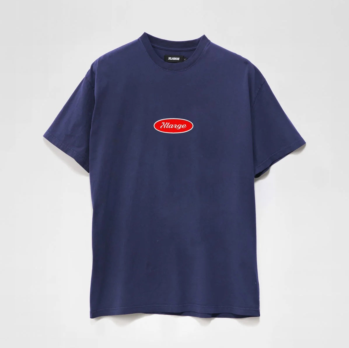 Oval Script SS Tee - Navy/Red