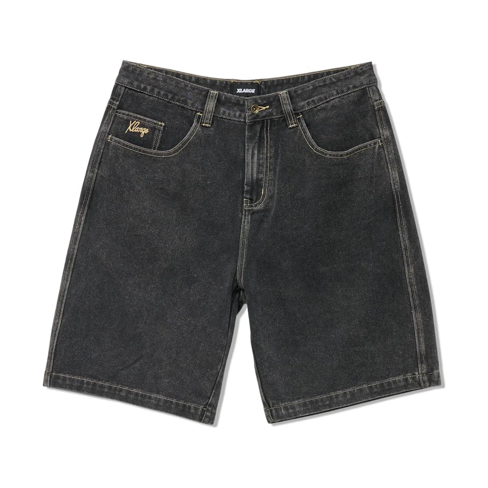 Folded Crown Bull Denim Short - Double Dye Black