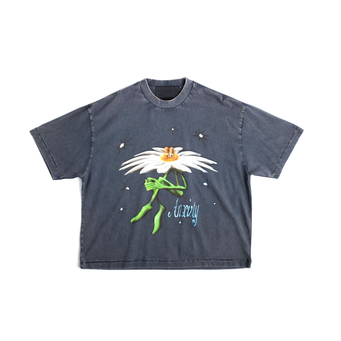 Anxiety Flower Tee - Vintage Blue