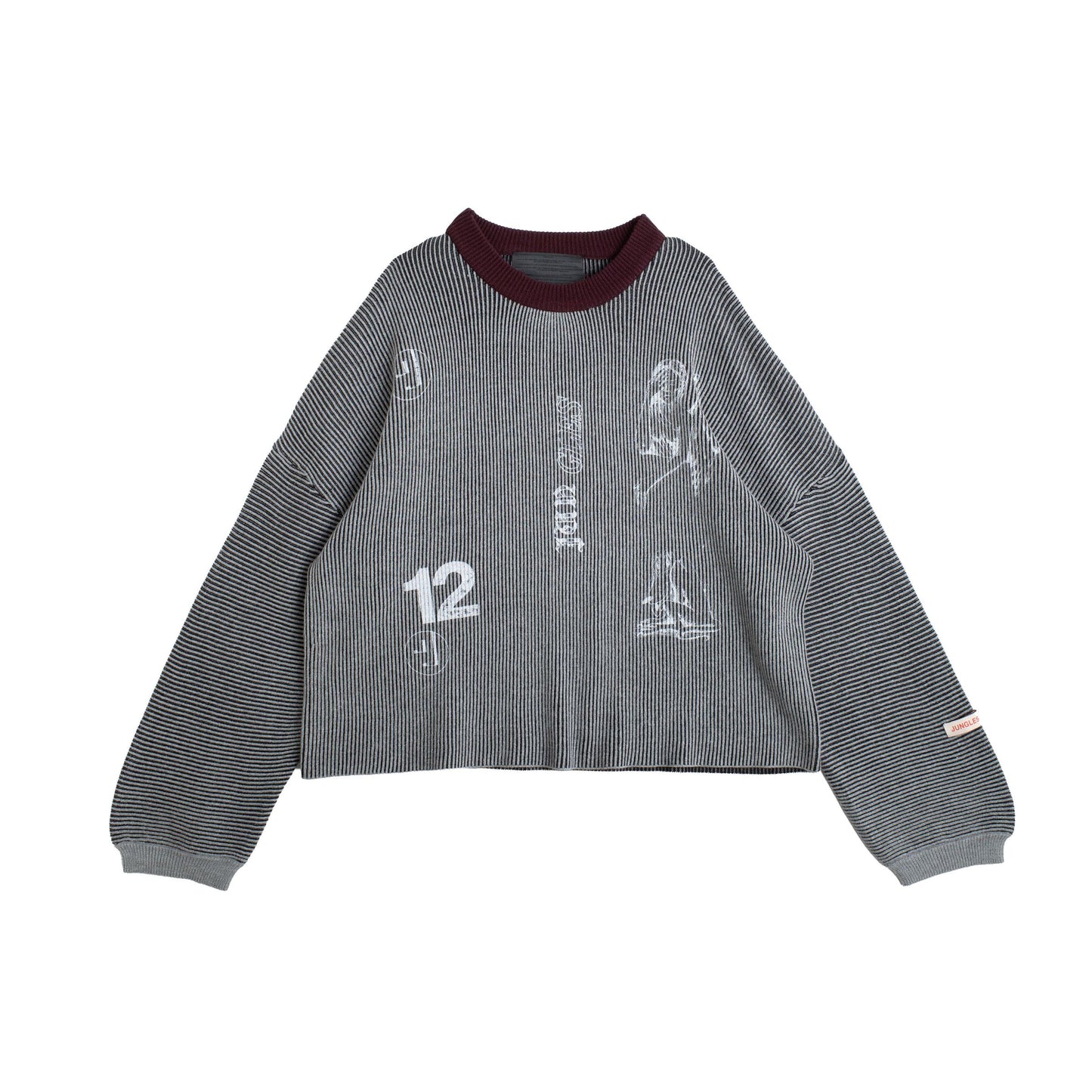 Brief Moment Two Tone Rib Knit - Grey/Burgundy