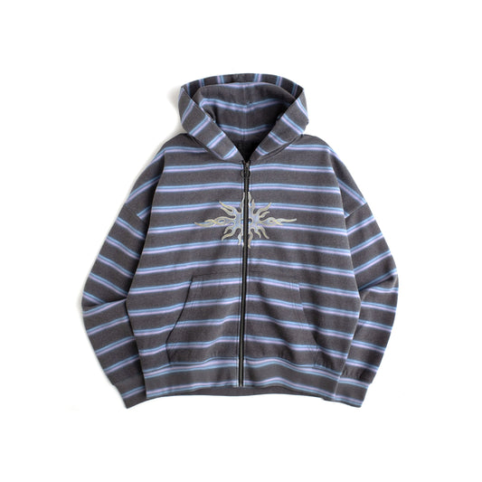 Eternal Flame Zip Hoodie - Stripe/Grey