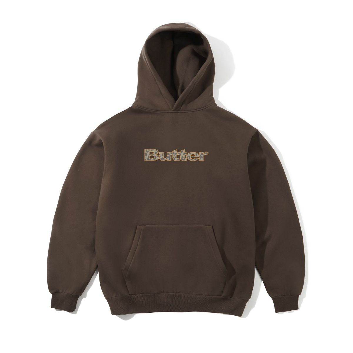 Leopard Print Logo Pullover Hood - Brown