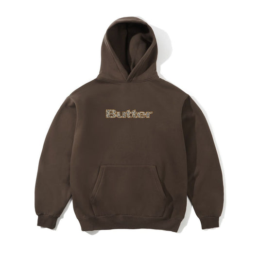 Leopard Print Logo Pullover Hood - Brown