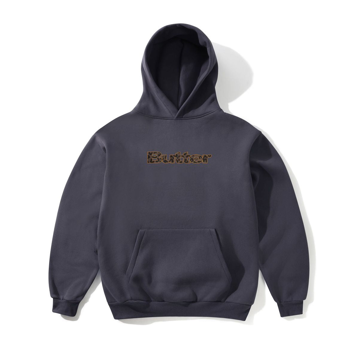 Leopard Print Logo Pullover Hood - Lead Blue