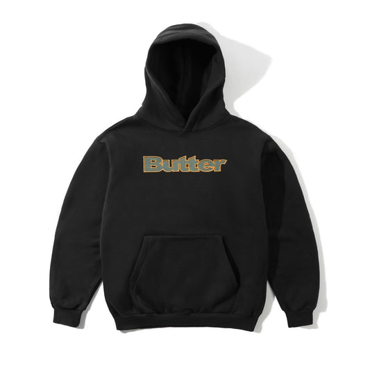 Satin Applique Pullover Hood - Black