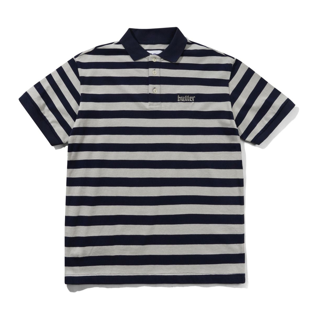 Striped Polo Shirt - Navy/Grey