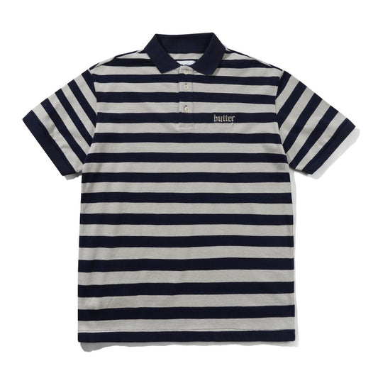 Striped Polo Shirt - Navy/Grey