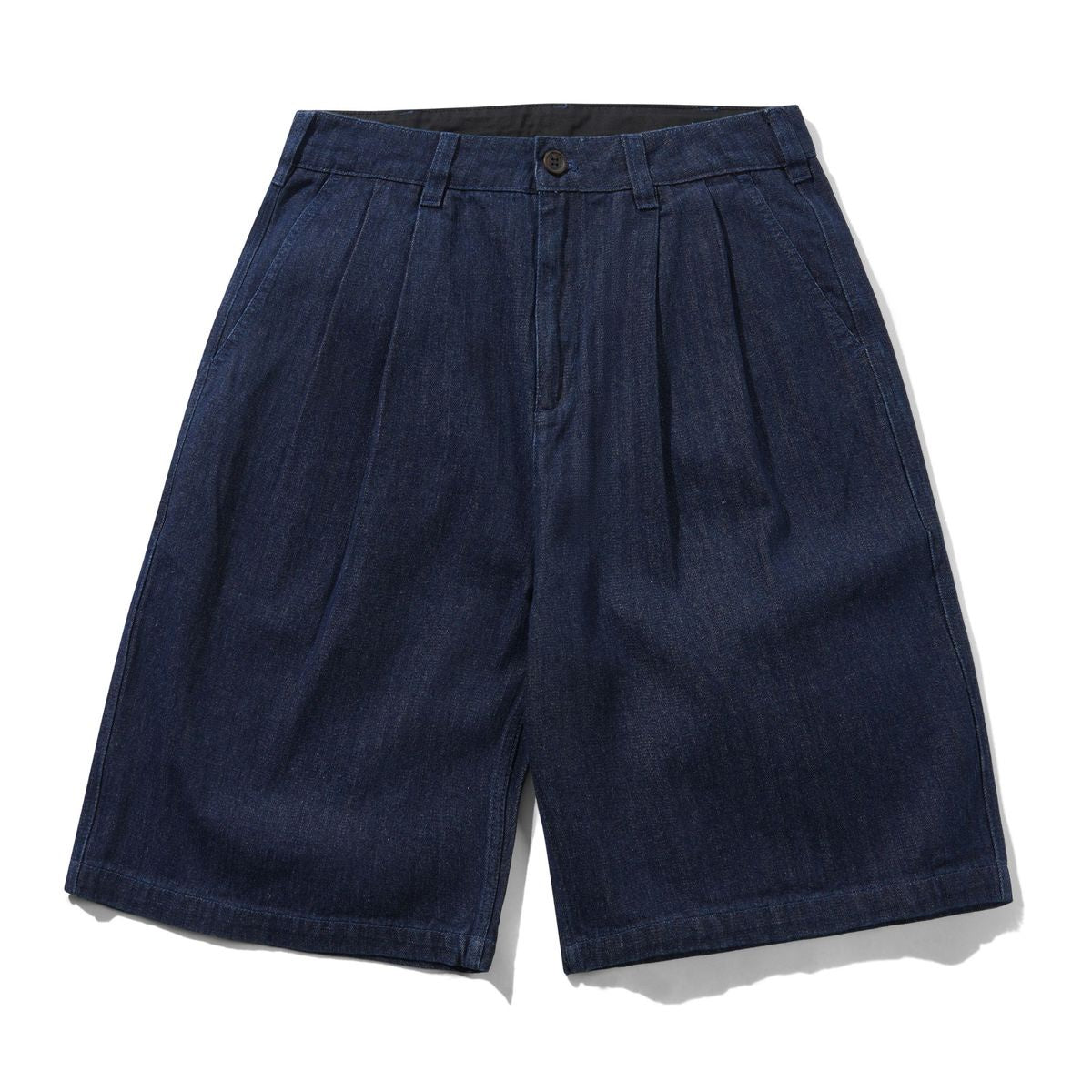 Pleated Shorts - Herringbone Denim