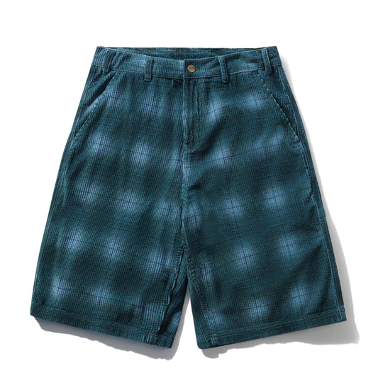 Cord Work Short - Blue Plaid