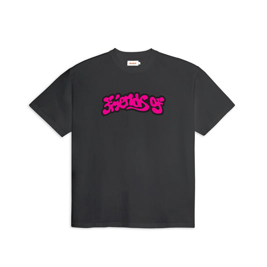 Friends Of 'Flux' T-Shirt - Charcoal/Pink