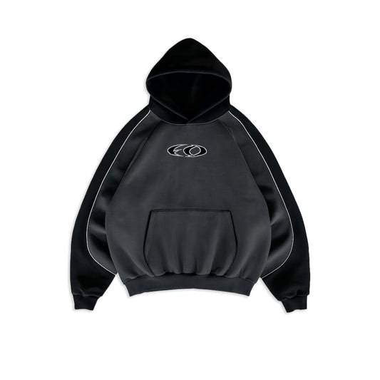 Friends Of 'FO' Panel Hoody - Charcoal / Black