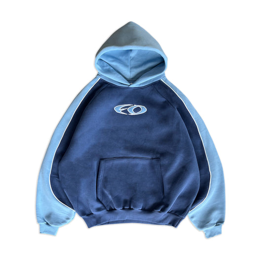 Friends Of 'FO' Panel Hoody - Navy/Sky Blue
