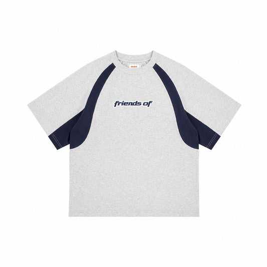 Friends Of 'Vault' Panel T-Shirt - Grey Marle/Navy
