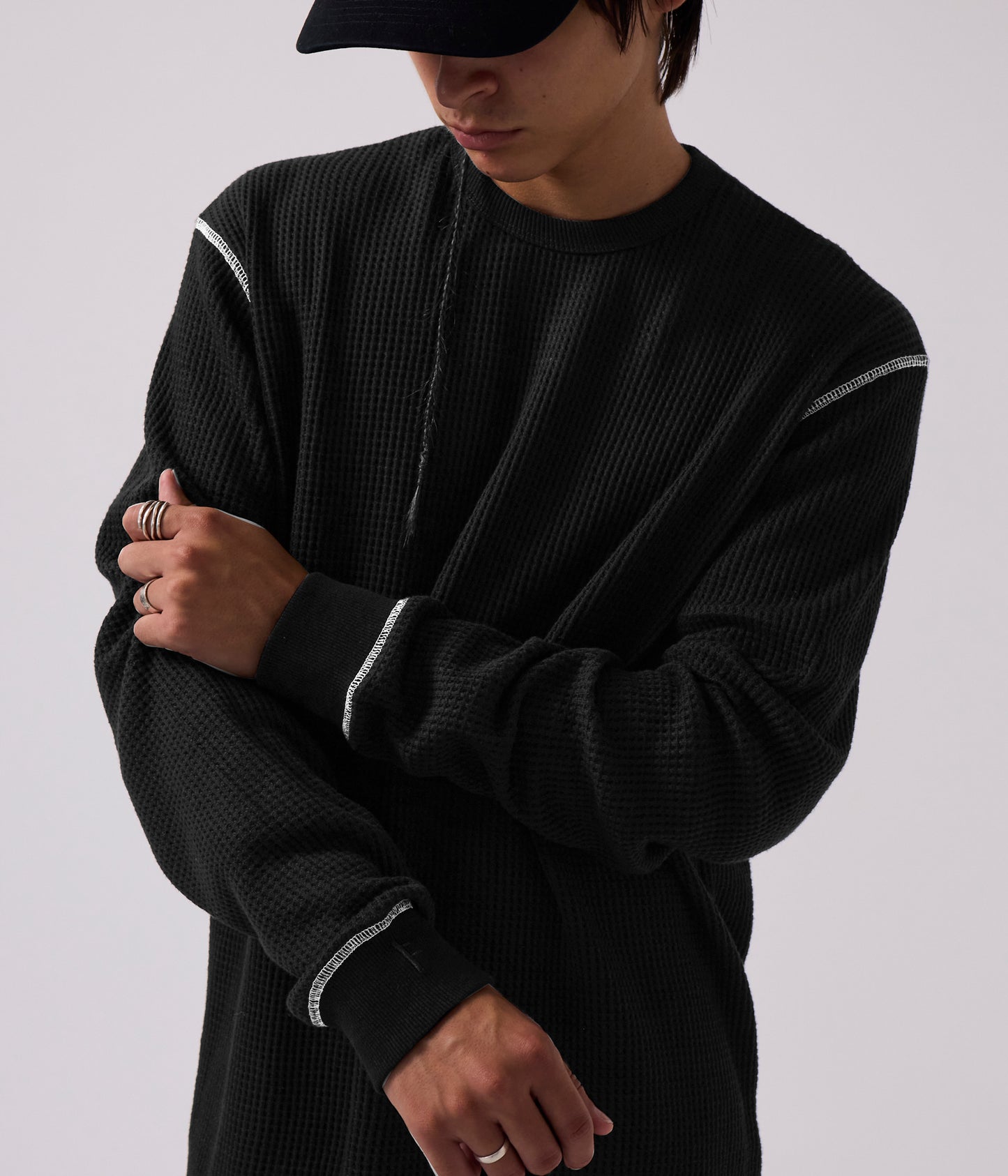 AG Waffle Long Sleeve - Black/White