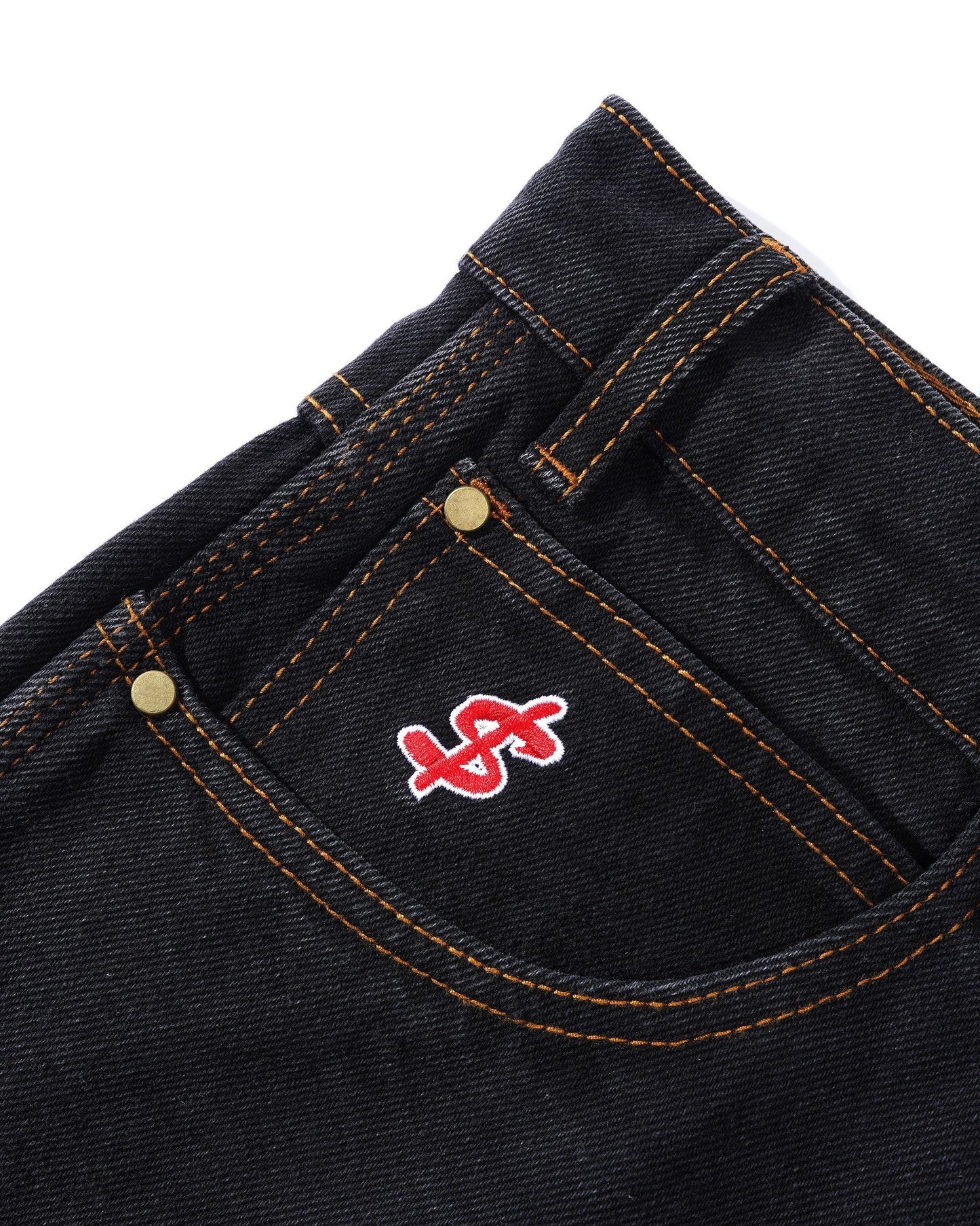 Logo Baggy Denim Jeans - Washed Black