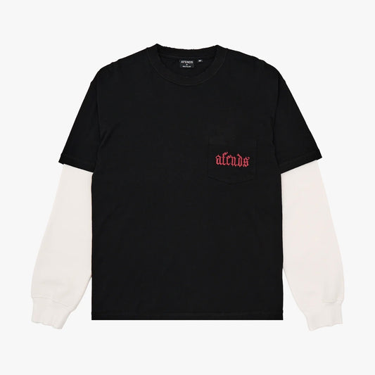 Drop Zone Layered Waffle Boxy Tee - Stone Black