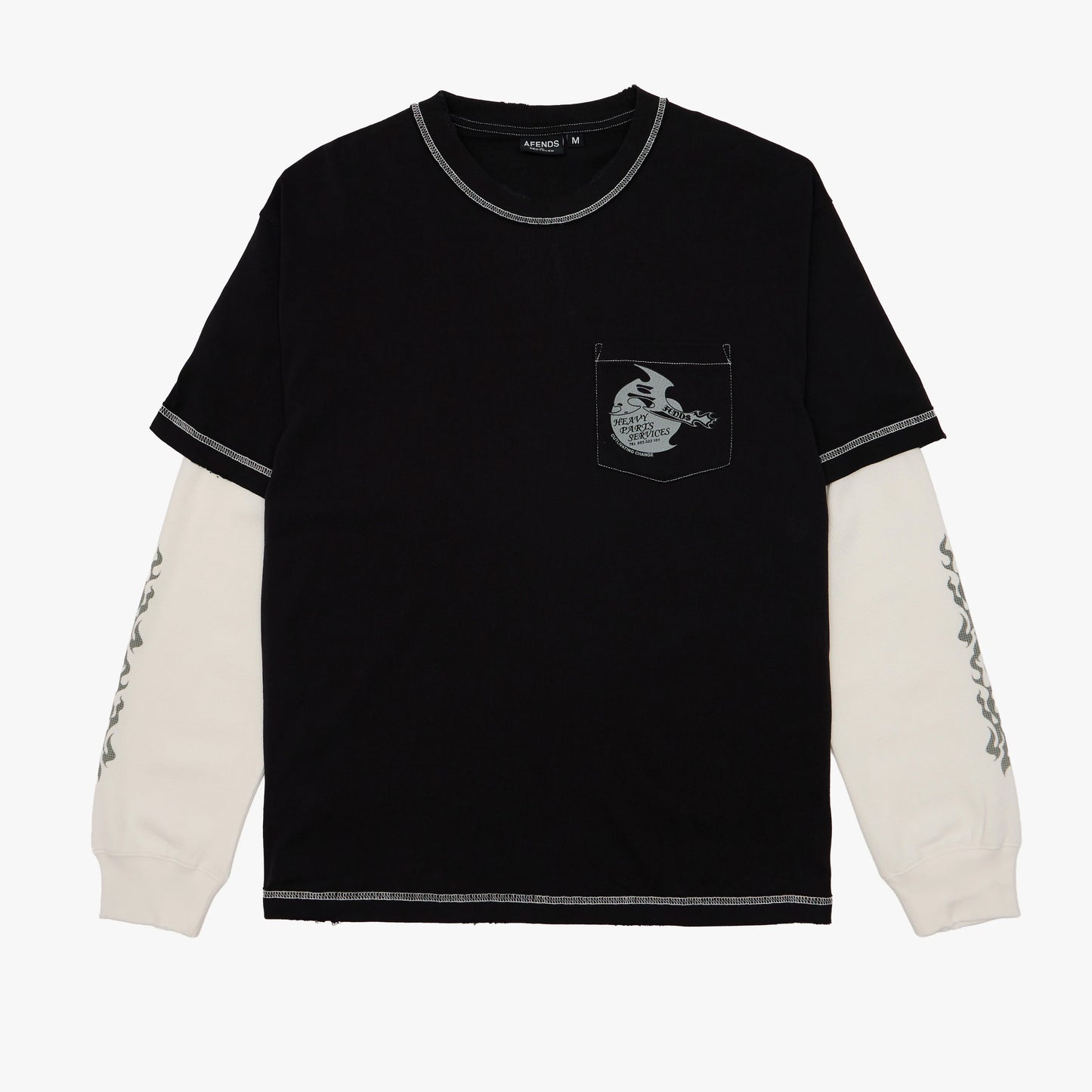 Heavy Parts - Layered Waffle Long Sleeve Tee - Stone Black
