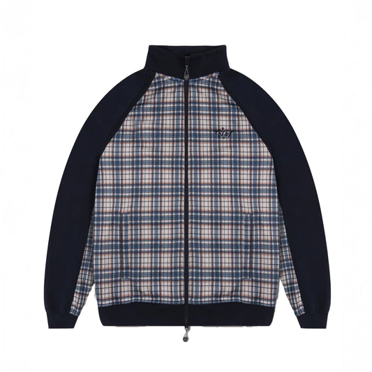 'jigsaw' Track Jacket - Navy Plaid