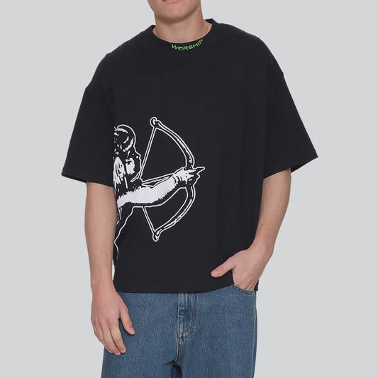 Cherub Box Fit Cropped Tee - Black