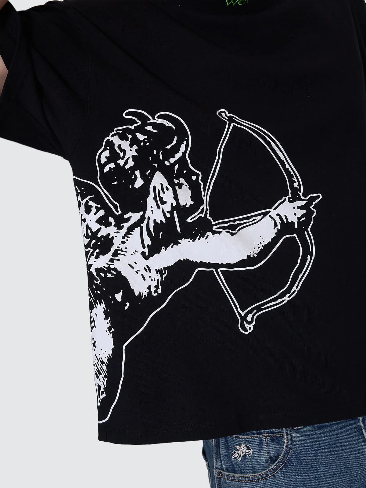 Cherub Box Fit Cropped Tee - Black