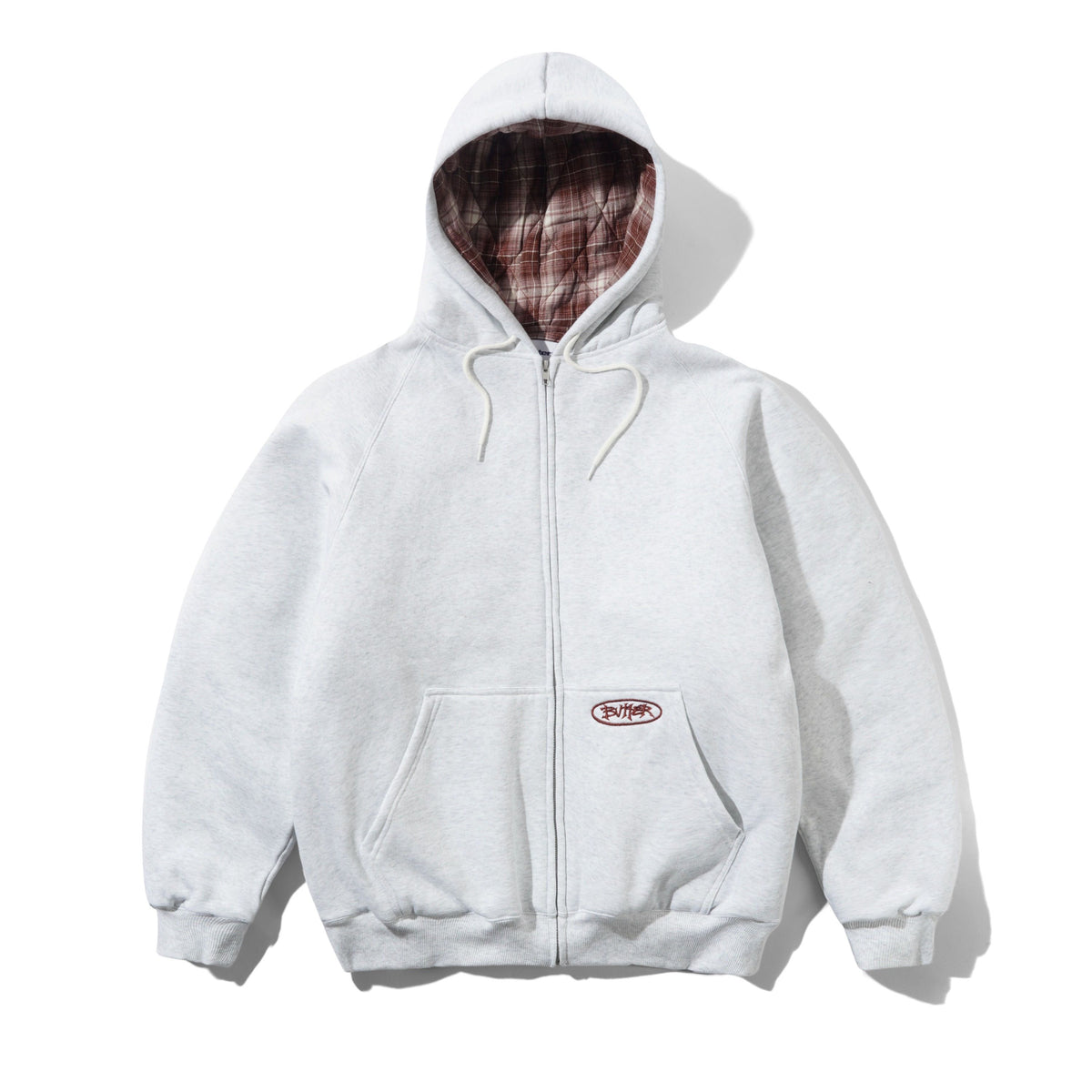 Plaid Lined Zip-Thru Hood - Ash