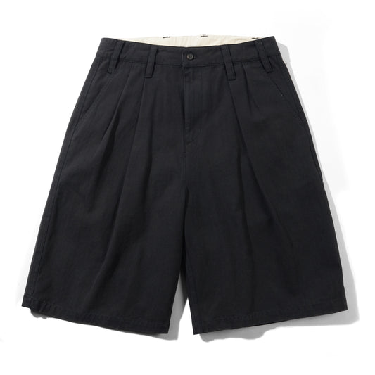 Pleated Shorts - Washed Black