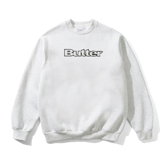 Satin Applique Logo Crewneck - Ash
