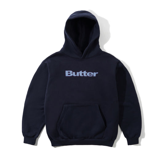 Satin Logo Applique Pullover Hood - Navy