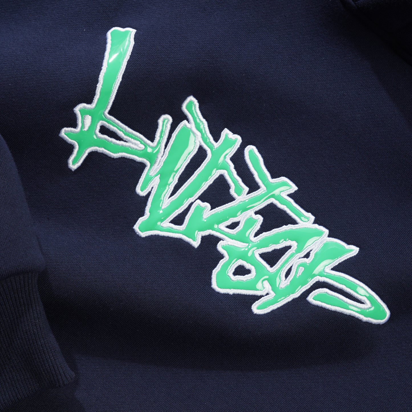 Scratch Applique Pullover Hoodie - Navy