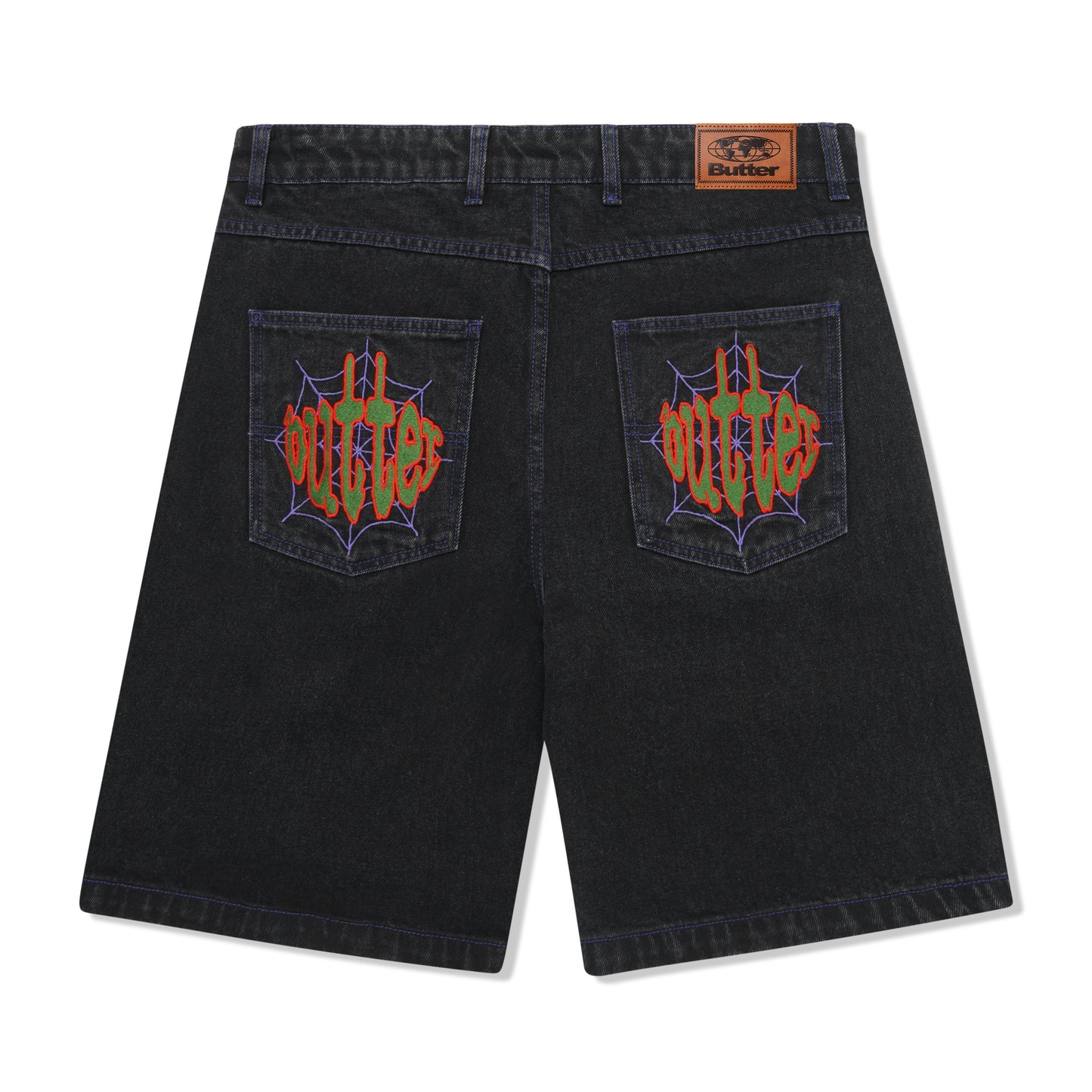 Spider Denim Shorts - Washed Black