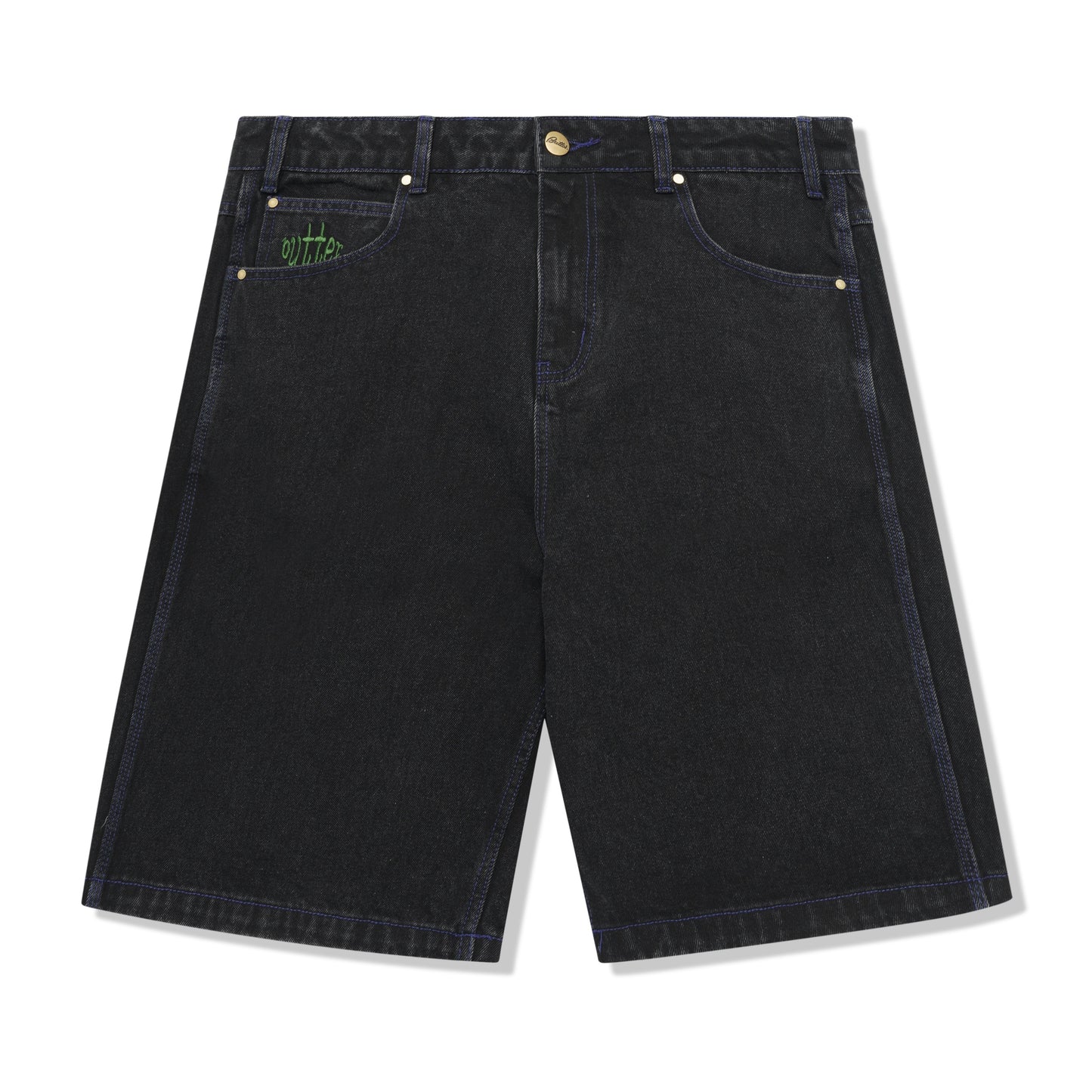 Spider Denim Shorts - Washed Black