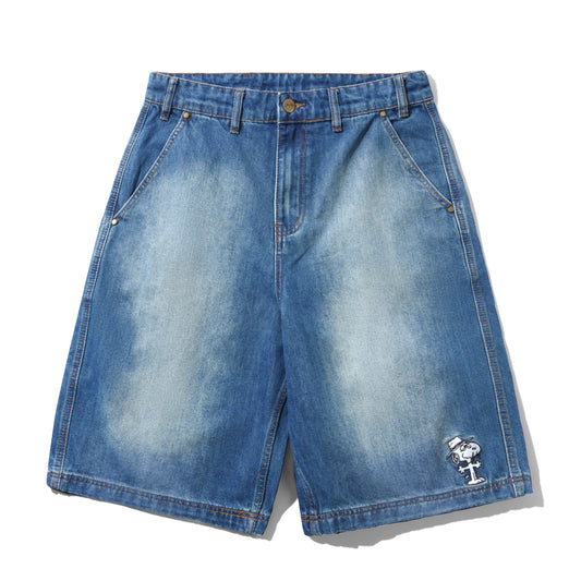 Spike Work Shorts - Distressed Indigo