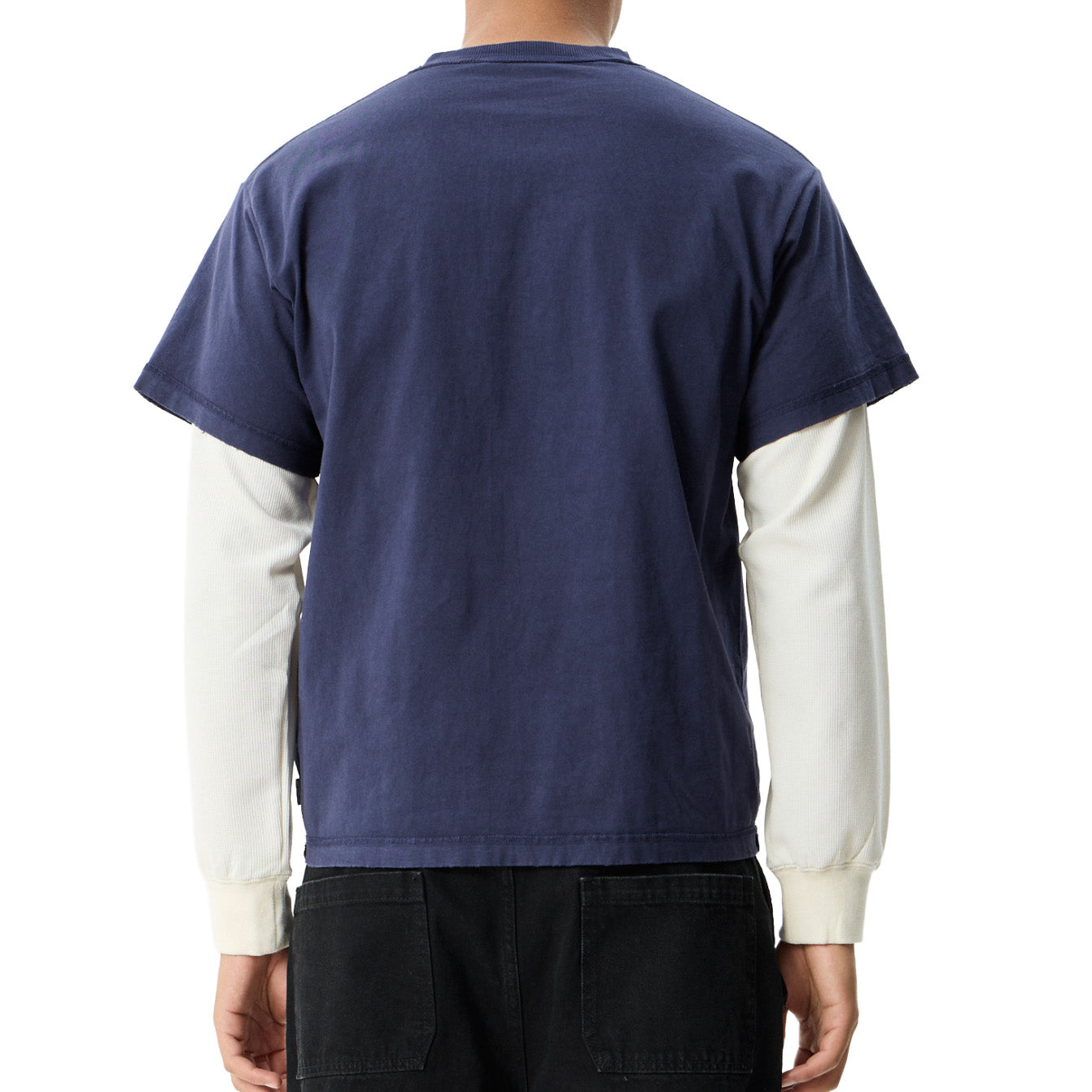 Chains Heavyweight Layered Waffle L/S Tee - Washed Deep Sea