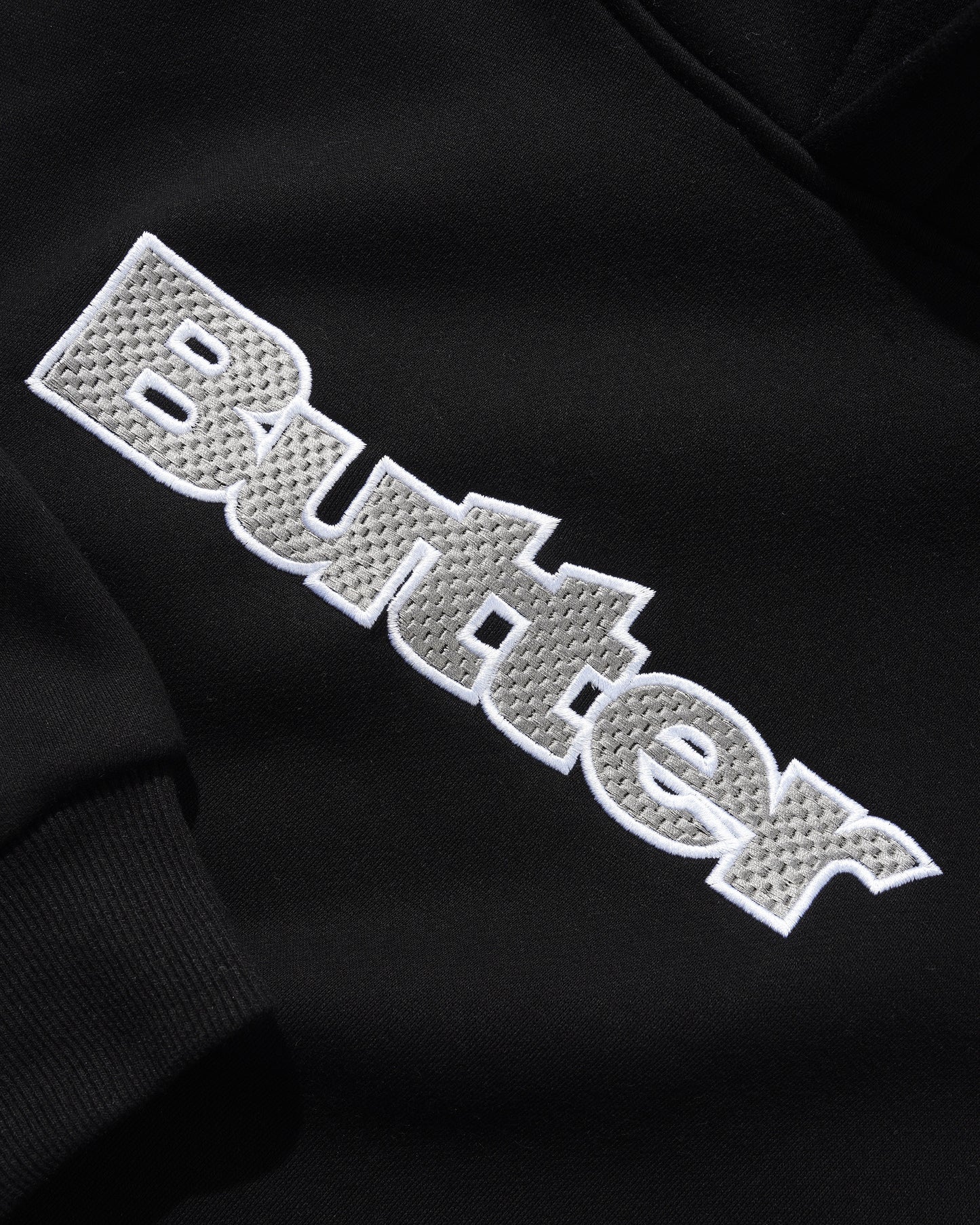 Textured Logo Pullover Hood - Black