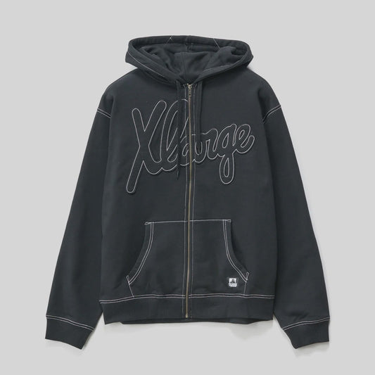 Script Zip Thru Hood - Black