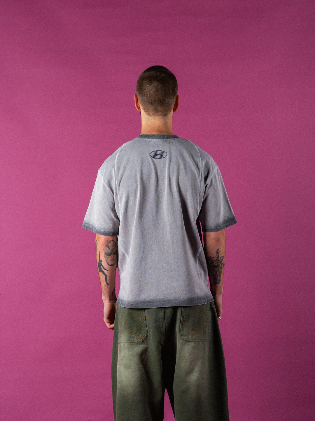 Overlock Enzyme Wash Tee - Grey