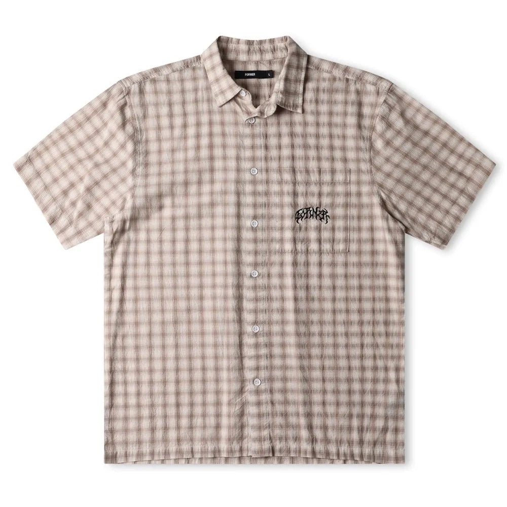 Manners Check SS Shirt - Taupe