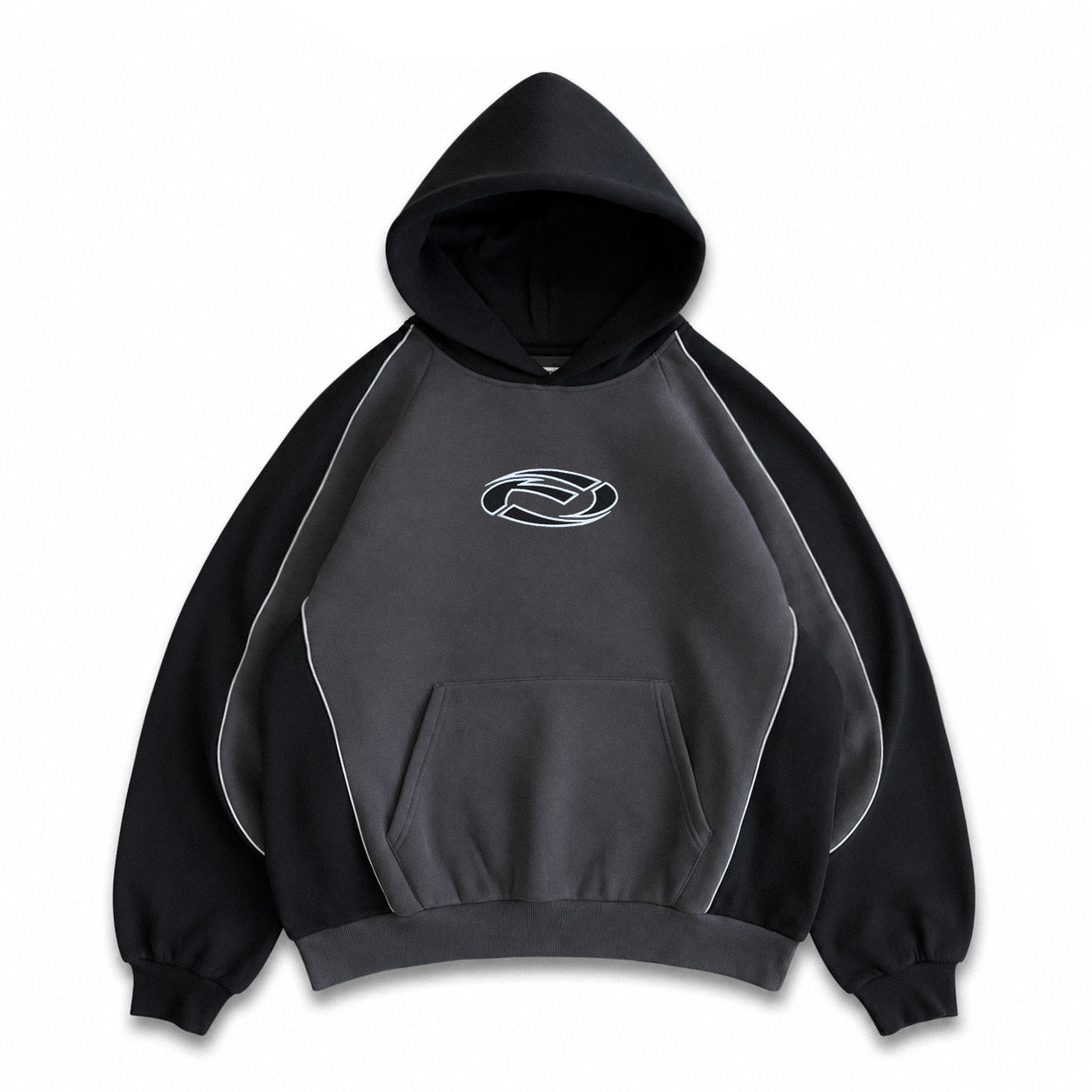 Friends Of 'Oval' Panel Hoody - Black / Reflective