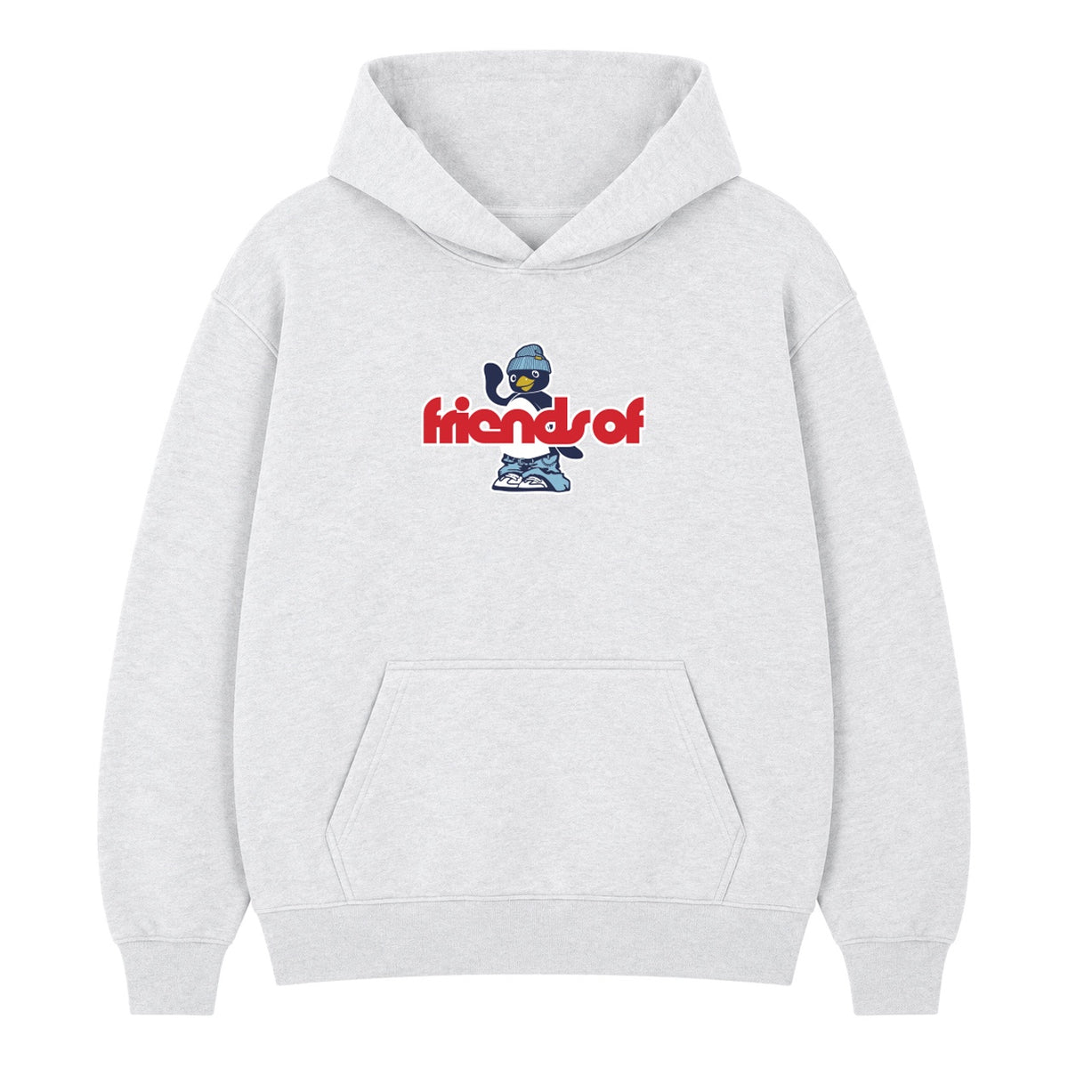 Friends Of 'Little Penguin' Hoody - Ash Heather / Red